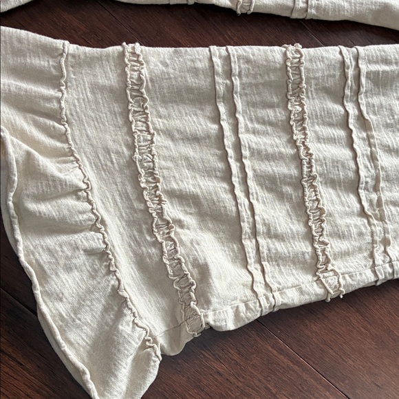 Cream Ruffle Hem Drawstring Pants - Picture 3 of 3